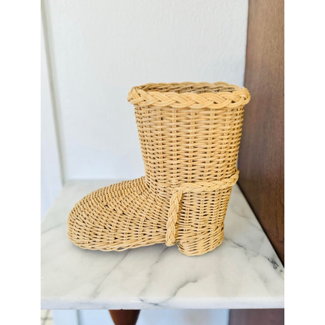Rustic Vintage Wicker Boot Storage Basket For Sale - Image 3 of 10