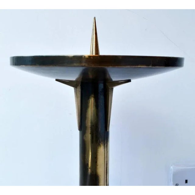 Large Art Deco Brass Candle Holder For Sale - Image 3 of 6