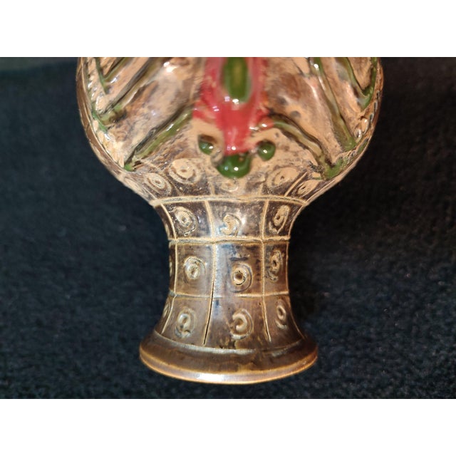Ceramic Chinese Ceramic Vase,Brown Glaze Porcelain Vase Hand Carved Spider Pattern For Sale - Image 7 of 12