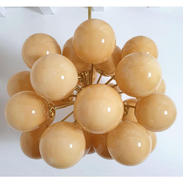 Metal 1990s Large Mid Century Modern Amber Glass Sputnik Chandelier For Sale - Image 7 of 11