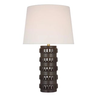 Chapman & Myers by Visual Comfort Signature Mullin 31" Table Lamp in Dusted Cocoa with Linen Shade For Sale
