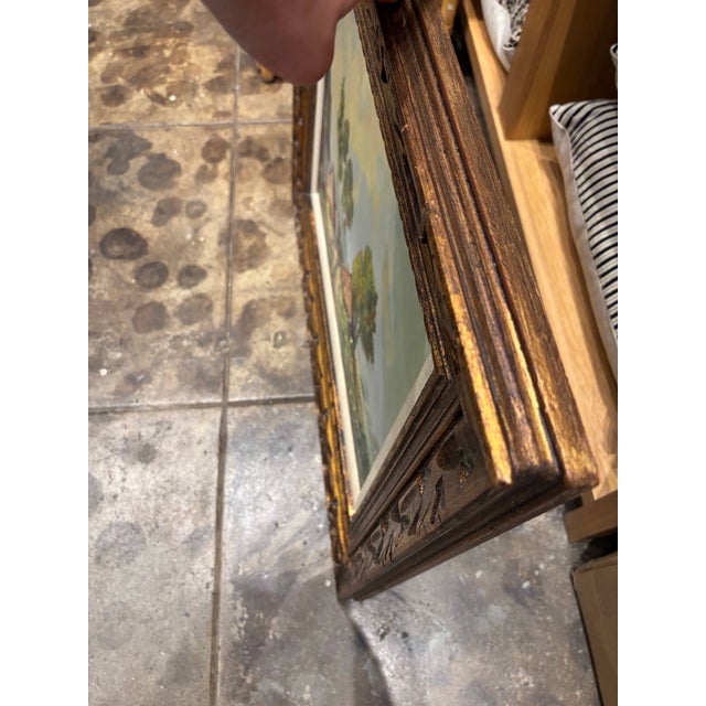 Textile Vintage Oil on Canvas Original Landscape Painting For Sale - Image 7 of 9