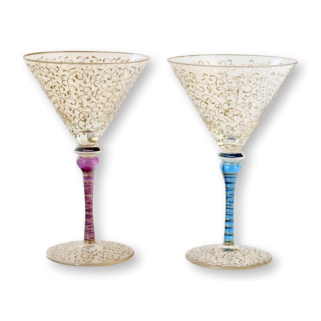 Mid-Century Modern Whimsical Martini Glasses, Set of 7 For Sale - Image 3 of 4