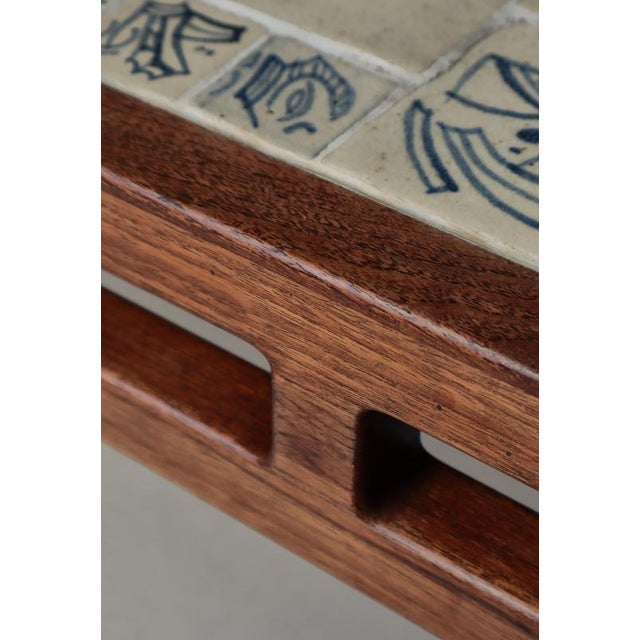 Scandinavian Modern Coffee Table in Teak with Ceramic Tiles attributed to Søren Horn, 1950s For Sale - Image 9 of 17