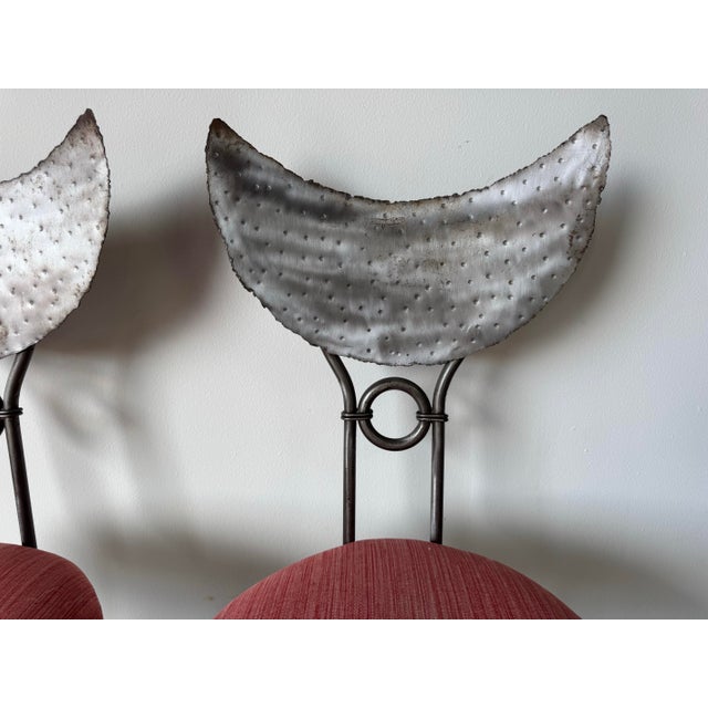 1980s 1980’s Vintage Handmade Brutalist Metal Sculptural Dining Chairs – Pair For Sale - Image 5 of 12