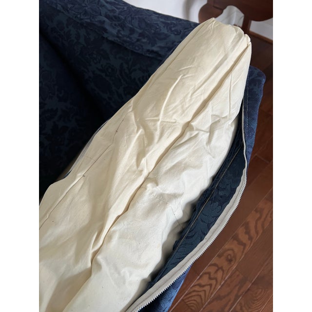Vintage Conover Sapphire Blue Chippendale Style Camelback Settee Sofa For Sale - Image 14 of 15