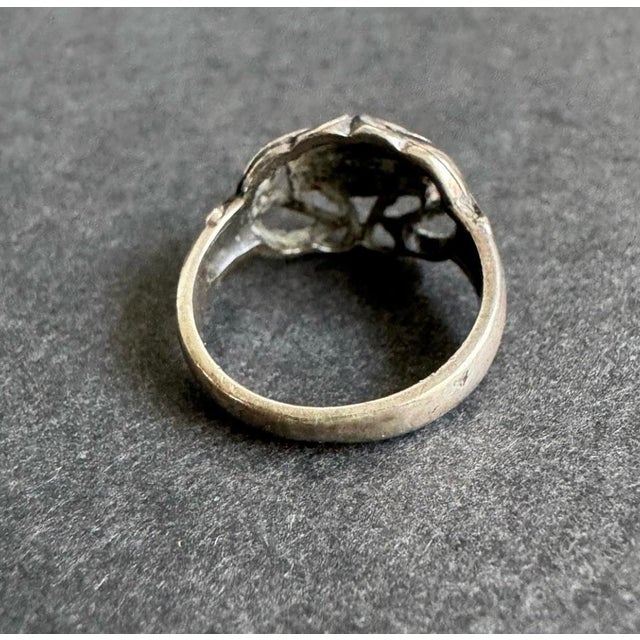 Mid 20th Century Vintage Signet Ring Sterling Silver Isreal Dainty Pinky Ring Size 4.75 - 5 For Sale - Image 5 of 10