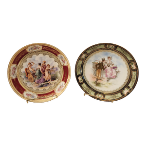 Mid 19th Century Pair of Hand Painted Austrian Royal Vienna Portrait Plates