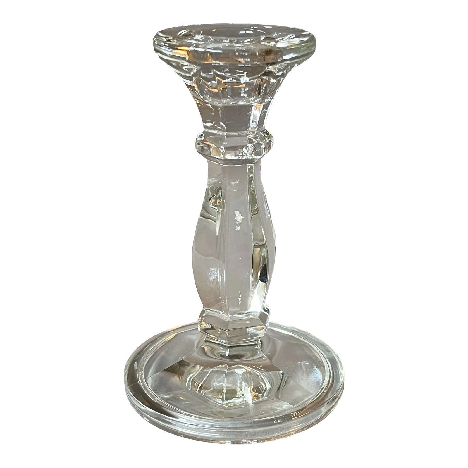 Vintage Single Crystal Glass Round Candlestick Holder Chairish