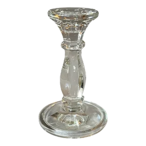 Vintage Single Crystal Glass Round Candlestick Holder