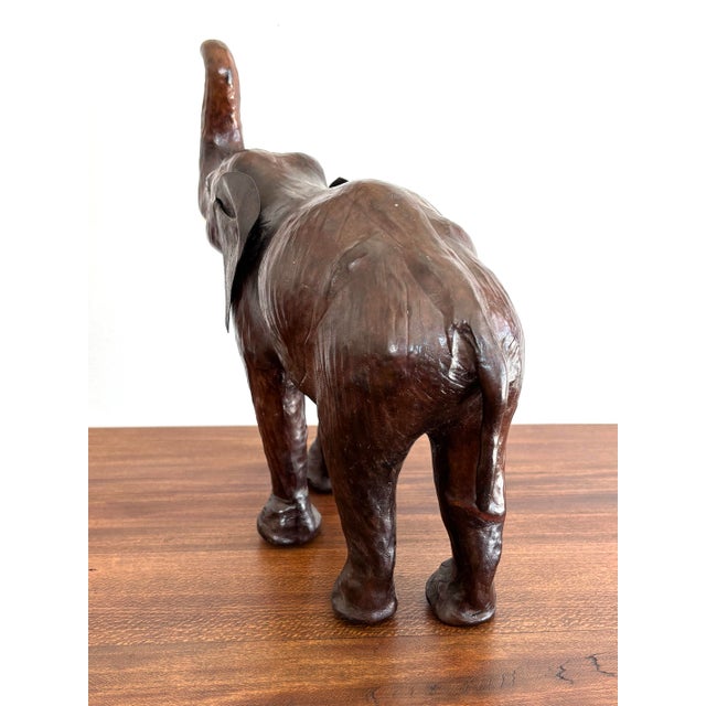 Vintage Brown Leather-Wrapped Lucky Elephant For Sale - Image 6 of 8