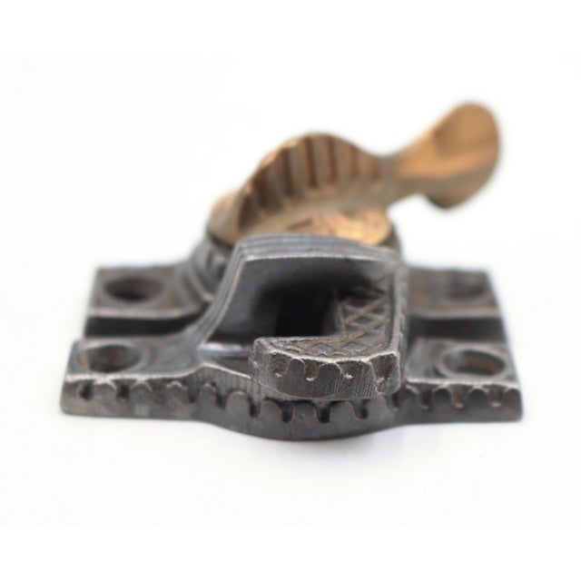 Antique Eastlake Cast Iron & Brass Window Sash Lock For Sale - Image 4 of 5