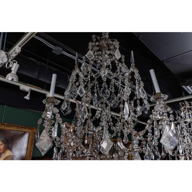 Early 20th Century Pair of French Rock Crystal and Glass Chandeliers For Sale - Image 12 of 12