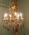French Gilt Tolewear Chandelier with Amber Crystal Teardrops, 1910 For Sale - Image 6 of 9