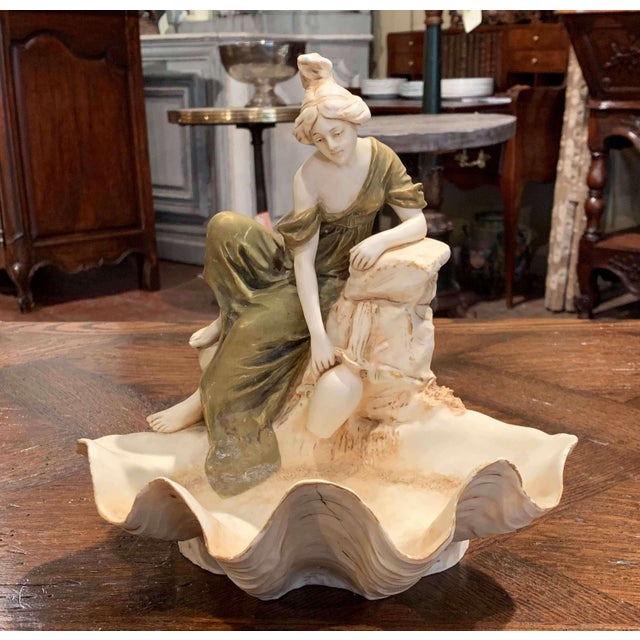 Early 20th Century Early 20th Century Czech Royal Dux Bohemian Carved Porcelain Woman Sculpture For Sale - Image 5 of 11