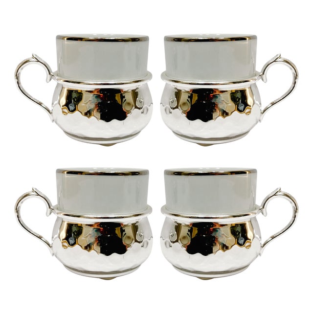 1960 Italian Fantin Silver-Plated Demitasse Espresso Cups - Set of 4 For Sale