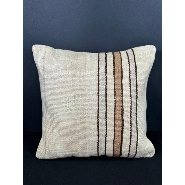 Turkish Hemp Pillow Cushion Natural Beige Brown Pillow Cushion Cover 20"x20" For Sale - Image 4 of 4