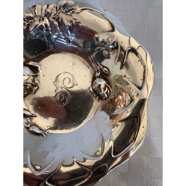 Art Nouveau 19th C Art Nouveau Sterling Silver Rose Bowl or Bonbon Dish For Sale - Image 3 of 14