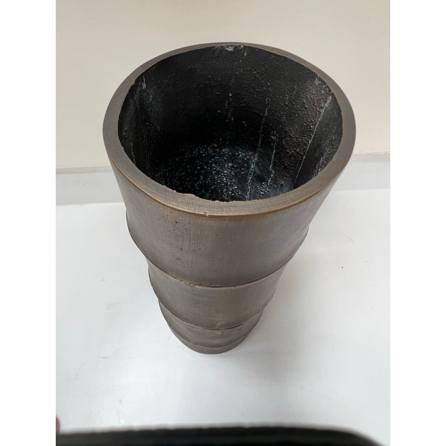 Brass Heavy Brass Bamboo Vases - Set of 3 For Sale - Image 8 of 11