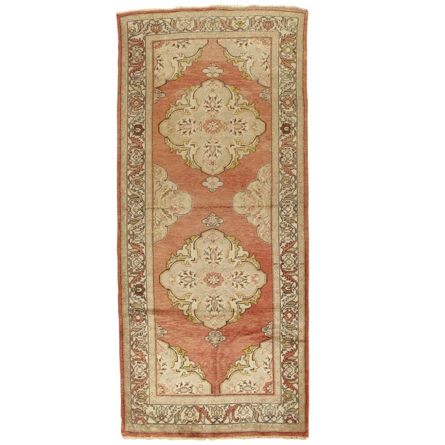 Antique Oushak Rug, Handmade Oriental Rug, Coral, Beige, Taupe Fine Rug For Sale - Image 11 of 11