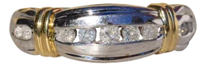 The Wendake Beach: Ladies Two Tone Diamond Band set with 0.22 CTW