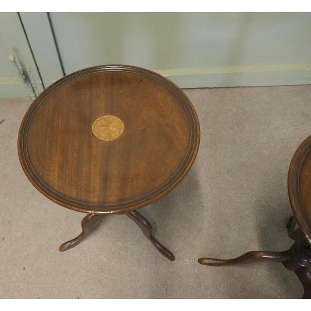 Tripod Wine Tables with Decorative Inlays, 1900, Set of 2 For Sale - Image 3 of 7