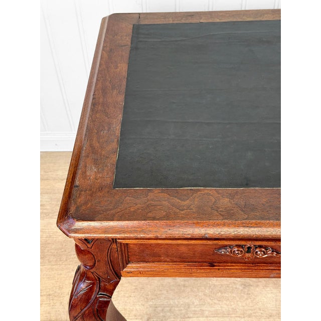 Antique Georgian Walnut Leather Top Library Office Writing Desk For Sale - Image 9 of 15
