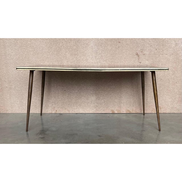 Italian Mid-Century Modern Black & Gold Coffee Table with Abstract Painting Top For Sale - Image 10 of 18