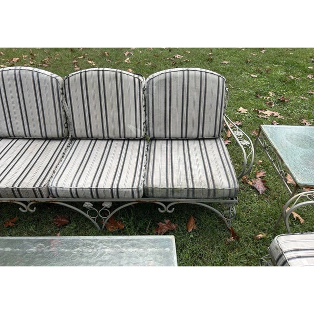 Russell Woodard 1960s Attributed to Wrought Iron MCM Woodard 6 Piece Conversation Set For Sale - Image 4 of 8