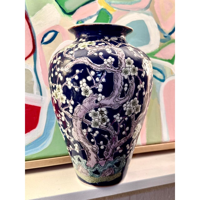 Blue and White Prunus Porcelain Vase For Sale - Image 10 of 10