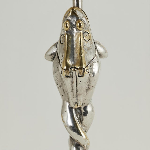 Pair of Mid Century Silver Plate Ostrich Egg and Frog Candlesticks by Antony Redmile For Sale - Image 4 of 15