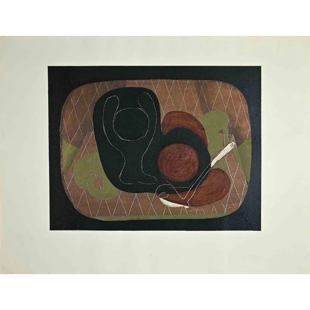 Still life is original print realized after george braque in 1931, with watermark of editor on the lower-left embossed...