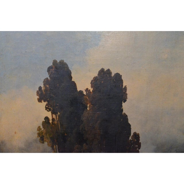 Antique Romantic Landscape Oil Painting With Figures and Rocky Scenery For Sale - Image 9 of 11