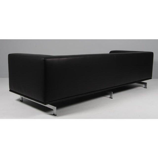Delphi 3-Seater Sofa in Black Leather and Steel by Hannes Wettstein, 2000s For Sale - Image 9 of 11