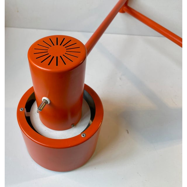 Red Orange Scale Swing Arm Wall Lamp by Jo Hammerborg for Fog & Mørup, 1970s For Sale - Image 8 of 14