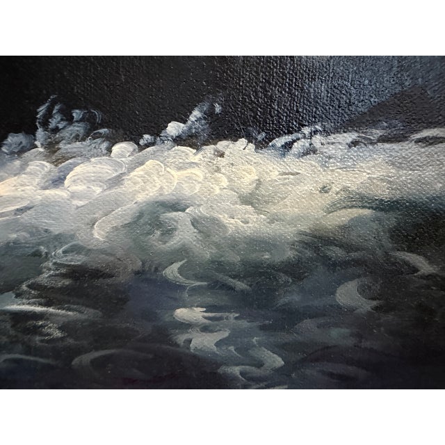 Late 20th Century Surreal Maritime Oil Painting Tall Ship & Sea Captain Portrait Signed B. Wilder For Sale - Image 4 of 9