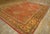 Impressive Coral Red With Palmettes Cross Pattern Antique Turkish Oushak Rug For Sale In New York - Image 6 of 12