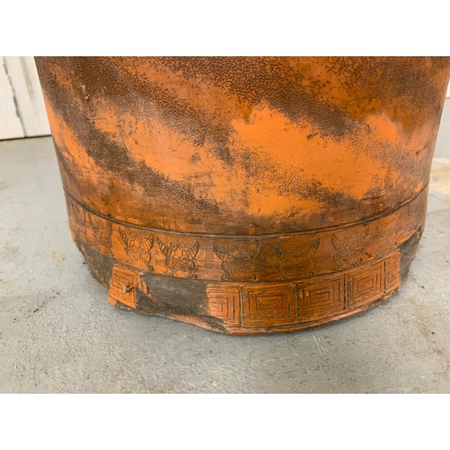 Antique Chinese Terracotta Red Dragon Umbrella Stand For Sale - Image 9 of 13