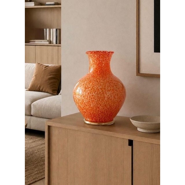 Vintage table lamp by la murrina murano with stunning orange hand-blown glass. the glass is handcrafted by murano master...