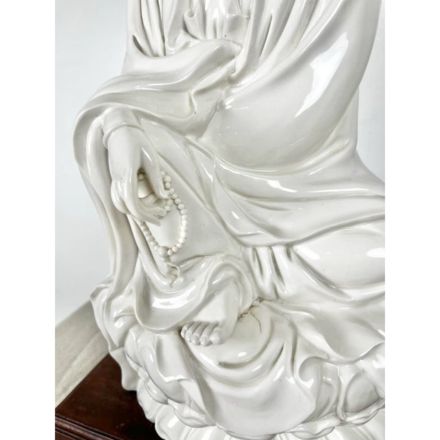 Ceramic Large Scale Vintage Blanc De Chine Guanyin Lamp For Sale - Image 7 of 12