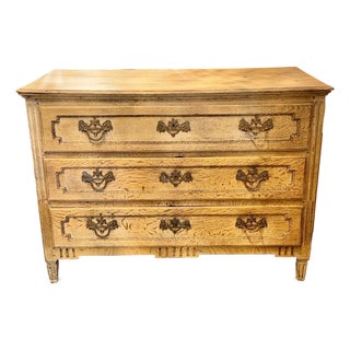 18th C. French Louis XVI Bleached Oak Chest For Sale