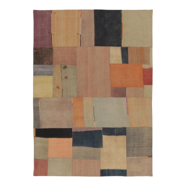 Vintage Turkish Patchwork Rug in Multicolor With Geometric Design - Rug & Kilim For Sale