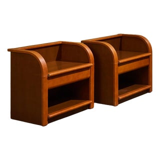 Cognac Leather Nightstands by Luigi Massoni for Poltrona Frau, Italy, 1970s, Set of 2 For Sale