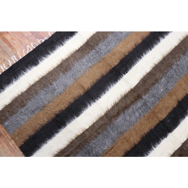 Early 21st Century Striped Turkish Mohair Rug - 5'3" x 6'7" For Sale - Image 10 of 18