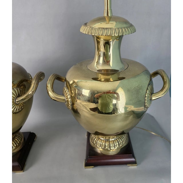 Vintage Marbro Polished Brass "Hydria" Table Lamps Dual Light a Pair For Sale - Image 10 of 18