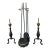Vintage Federal style cast iron fireplace andirons with brass finials and matching fireplace tool set. The cast iron has...