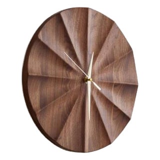 Black Walnut Solid Wood Wall Clock For Sale