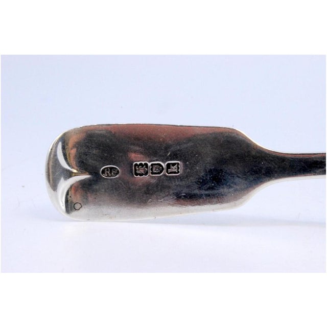 Metal Plain Silver Sauce Spoon with Flared Handle For Sale - Image 7 of 9