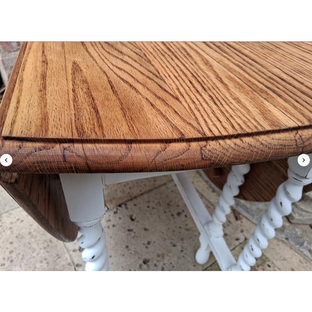 Wood English Gateleg Table with Barley Twist, 1920s For Sale - Image 7 of 14