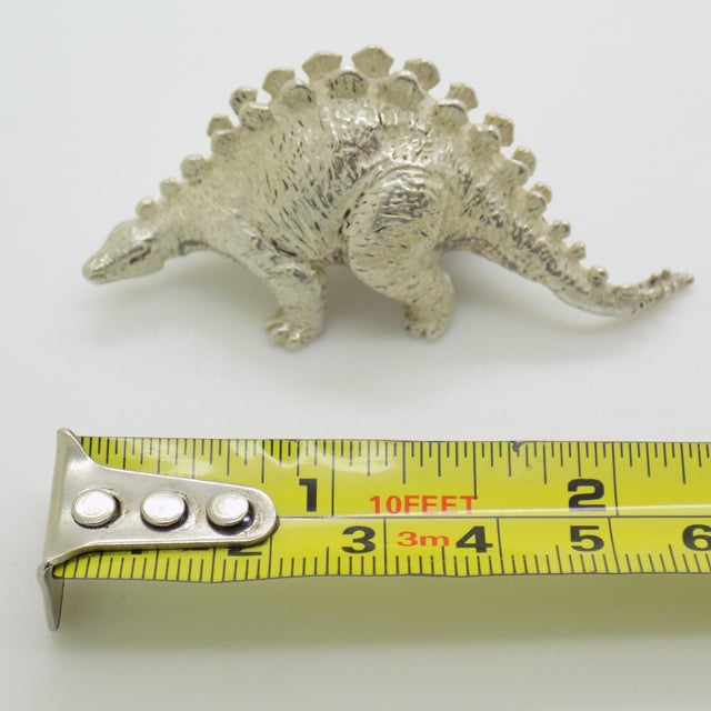 Vintage Italian Handmade Genuine Sterling Silver 925 Stegosaurus Dinosaur Sculpture Rare Solid Figurine For Sale - Image 11 of 11